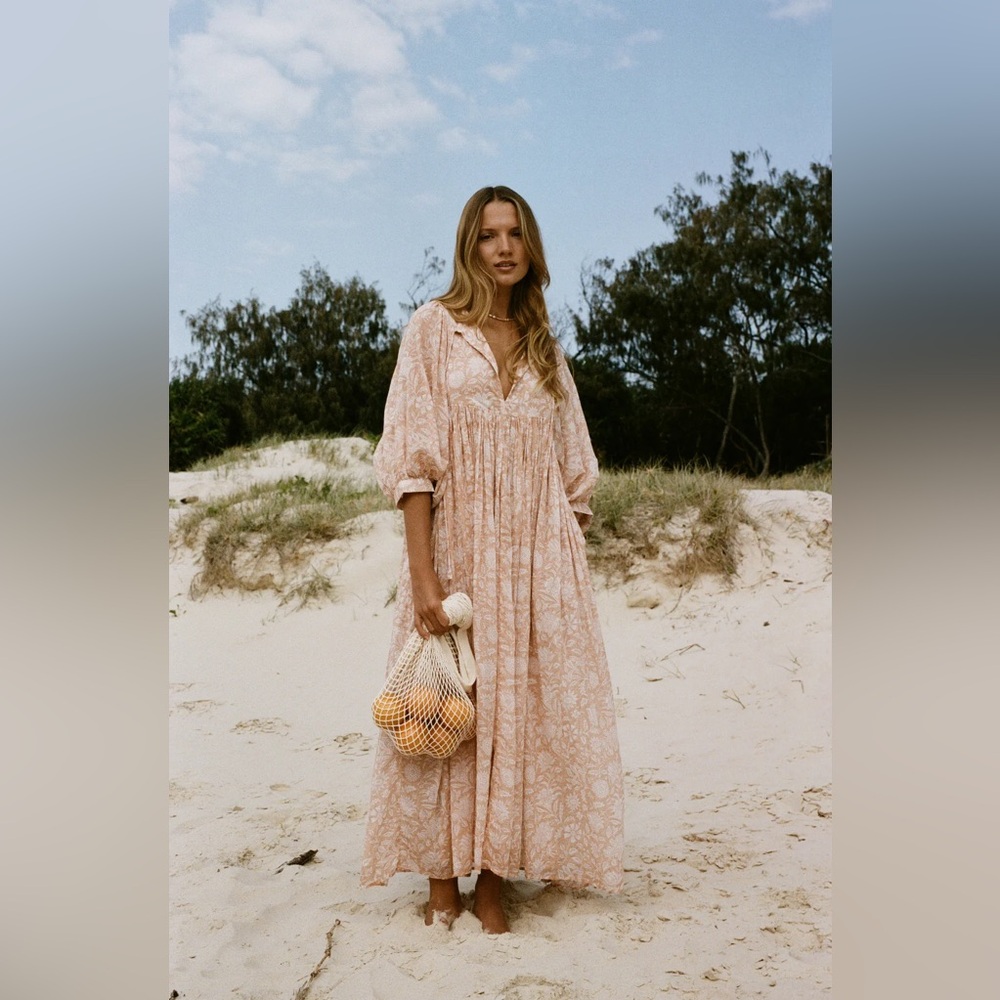 Daughters of India Kyra Maxi Dress ~ Apricot Blush